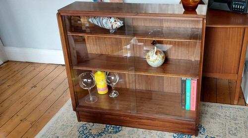 Glass fronted retro bookcase - retro,