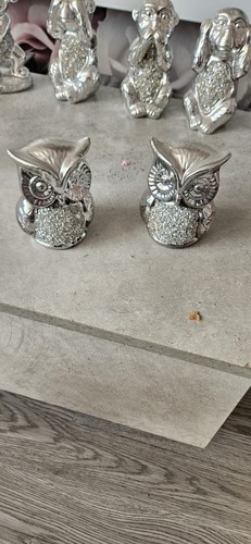 Silver metallic metal - silver, owl