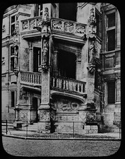 ANTIQUE Magic Lantern Slide BLOIS CHATEAU SPIRAL STAIRCASE C1910 PHOTO FRANCE 