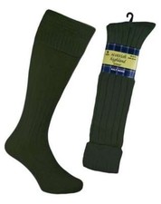 Mens Scottish Highland Wear 50% Wool Blend Long Hose Kilt Socks Khaki UK 6-11
