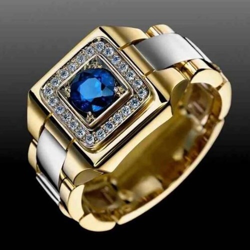 Mens stainless steel ring gold - steel,