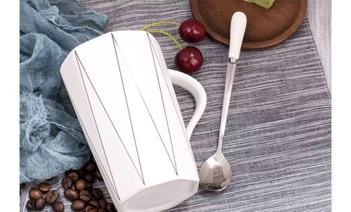 Nordic ceramic mug with lid - ceramic,