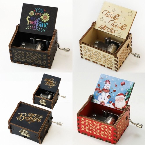 Hand crank wooden music box - crank,