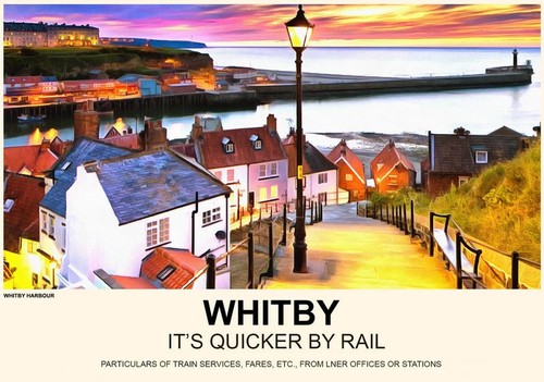Vintage style railway - railway, poster