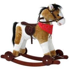 PATCHES ROCKING HORSE KIDS LUXURY PLUSH TOY PUSH ALONG WHEELS & SOUNDS 18+ MONTH