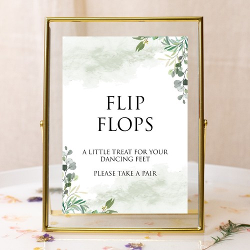 Wedding table sign flip - table, flops