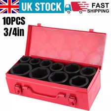 10PC 3/4" DRIVE DEEP IMPACT SOCKET SET 22-50MM HGV LONG REACH IMPACT SOCKET KIT
