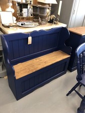 Hall Bench,Pew/Shoe bench Seat Storage,porch,Dark Blue Furniture Showroom Kent