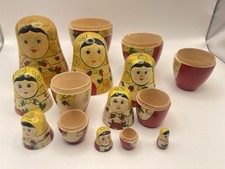 Poupee Matriochka Authentique Annee 1970 USSR Russian Nesting Dolls Wood P2043