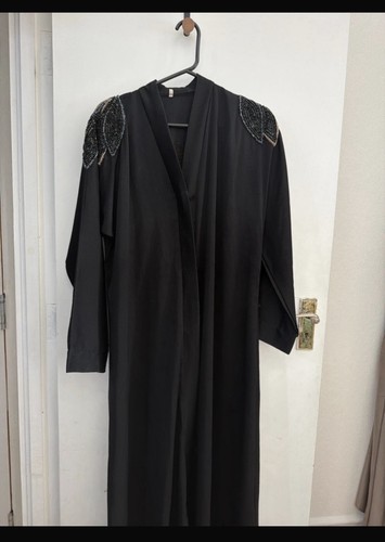 Black abaya sleeves pearl - black,