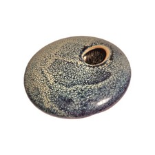 Georgetown Pottery Ikebana Vase Blue Speckle Glaze Round W/ Flower Pins Signed