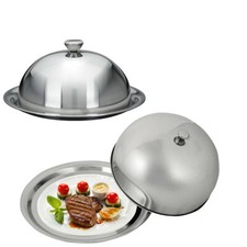 Food Cover Dome Plate Restaurant Stainless Steel Cloche Serving Dish Bell Jar