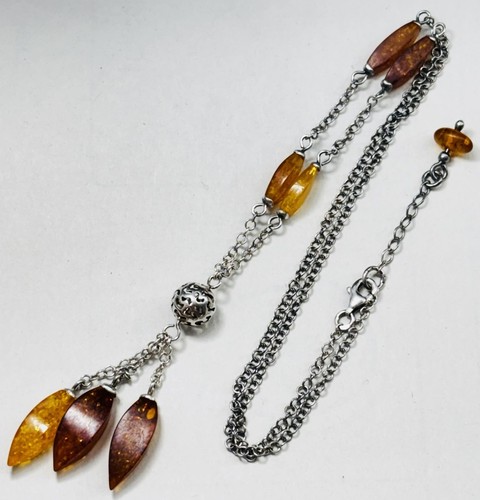 Vintage silver and amber