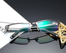 anti reflective coating Rimless Metal Frame Slim Reading Glasses Unisex Grey