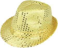 1x Adult Gold Sequin Gangster Hat Shiny Disco Hat for Hen Fancy Dress Party