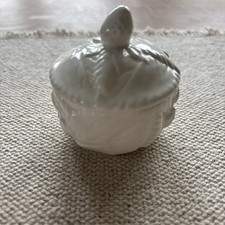 COALPORT STRAWBERRY FAIR SMALL LIDDED MUSTARD POT CRUET WHITE ENGLISH BONE CHINA