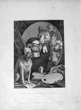 Antique Old Print *0859 C1833 Hogarth Russian Hercules Bruiser Churchill Dog