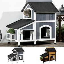 Pawhut wooden outdoor cat - outdoor,