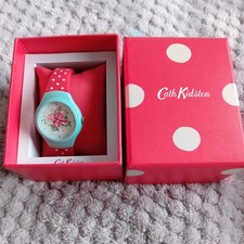 Cath Kidston Ladies Spray Flowers red Polka  Strap Watch silicone New battery 