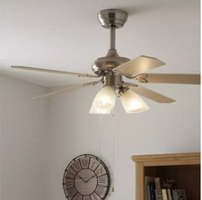 Home Curico Ceiling Fan & 3 Glass Lamp Shade E27-10W-5 Fan Arms - NEW
