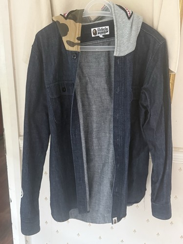 Rare bape denim shirt with - bape,