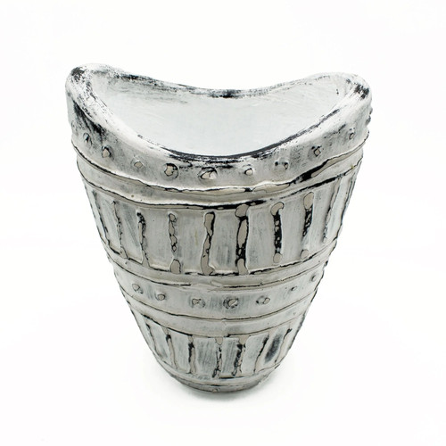 Cream wide neck vase - cream,
