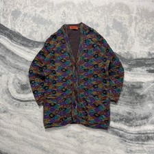 Women’s Vintage Missoni 1990’s Abstract Size Medium Knitted Sweater Cardigan