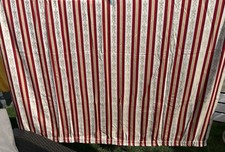 Vintage Pair Of Red Regency Stripe Fully Lined Curtains 160cm w X 157cm L VGC