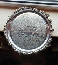 12" Antique Viners Ltd. Sheffield  silver plated Circular drinks tray  chased