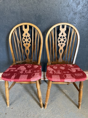 Two dining chairs wheel back - dining,