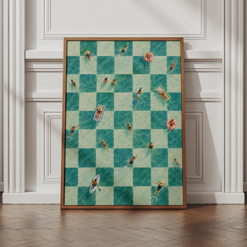 Checkerboard pool swimmers - pool,