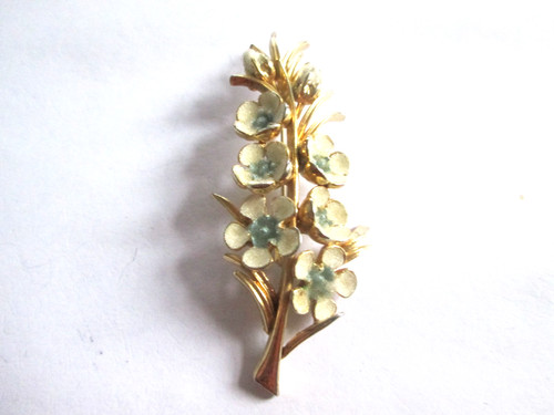 Vintage white blue enamel - white, gold