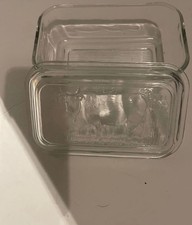 Vintage Glass Butter Dish Embossed Cow Design, 16.5X10X7CM