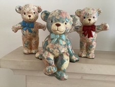 3 CERAMIC TEDDIES from GLOBAL STUDIOS CORNWALL