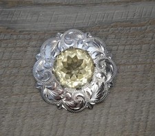 Vintage Scottish WBS Silver Sterling Large 28ct Citrine Kilt Pin Brooch c1967