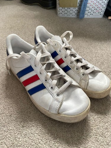 Mens adidas white trainers red - white,