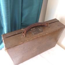 Small Granitfibre Suitcase Vintage Leather Handle C1950s 1960s Document Case 