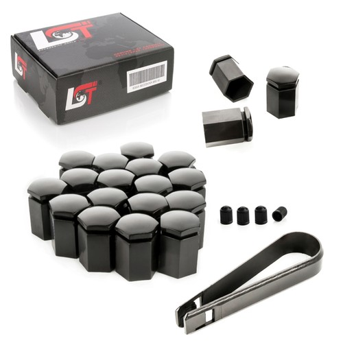 20x wheel nut caps long - 20x, black