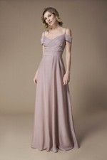 NEW KELSEY ROSE Cold Shoulder Pleated gunmetal Metallic Jersey Dress, sz 14