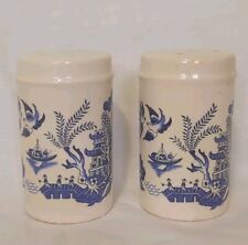Vintage Blue Willow Salt & Pepper Pot Palissy Royal Worcester Spode for Ringtons