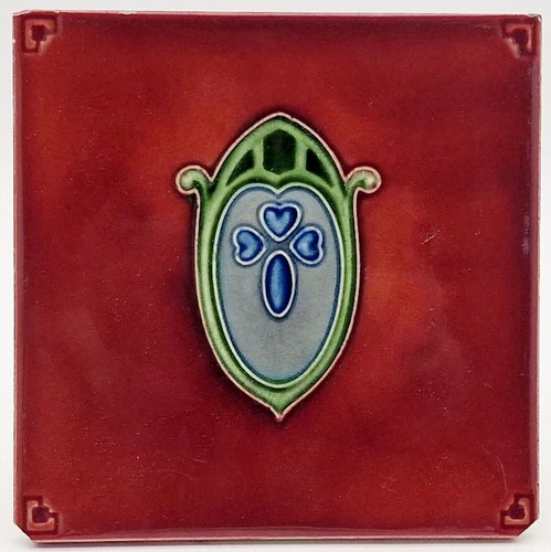 Antique fireplace tile moulded - antique,