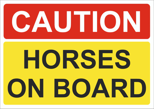 Caution horses board decal - horses,