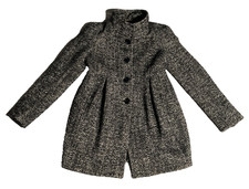 LK Bennett Alpaca /Wool/Mohair Blend Over Coat Jacket Size-10 Black White Tweed