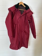 COTTON TRADERS OUTDOOR COAT WATERPROOF LONG VENTED DEEP RED UNISEX DESIGN