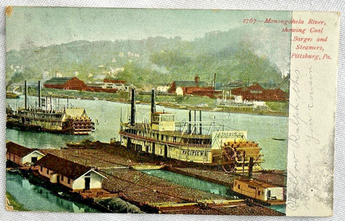 Postcard monogahela river coal - postcard,