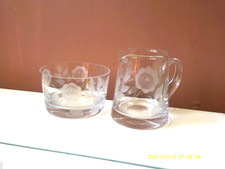 GLASS  SUGAR BOWL & CREAM JUG