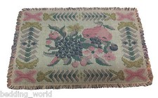 FRUITS PLACE MATS TAPESTRY DECORATIVE PEAR GRAPE LEAVES DUSKY PINK NAVY GREEN