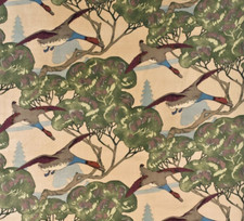 MULBERRY CURTAIN/UPH FABRIC 'FLYING DUCKS VELVET - CAMEL' 5 METRES - VELVET