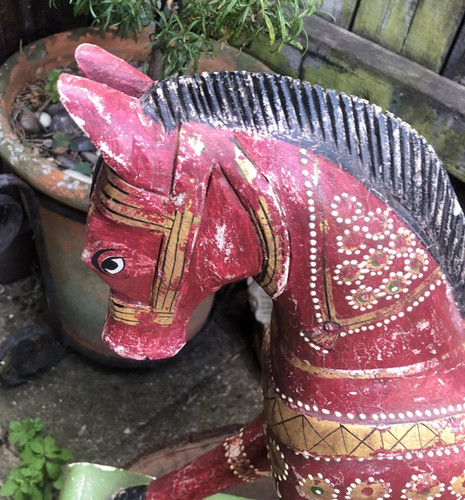Wooden horse vintage indian - wooden,