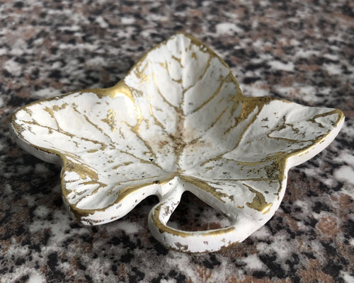 Vintage brass footed - brass, leaf